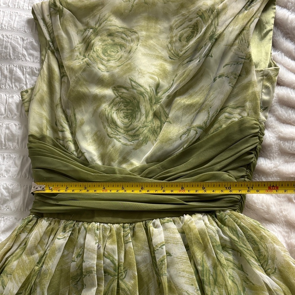 Vintage Algo Summer Olive Floral Cocktail Dress - Picture 8 of 12